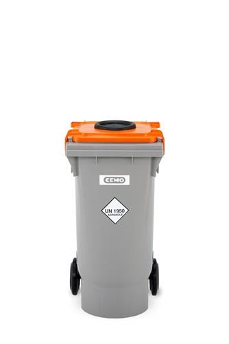 Spraydosen-Sammelbehälter 120l PE grau/orange fahrbar CEMO || VE = 1 ST