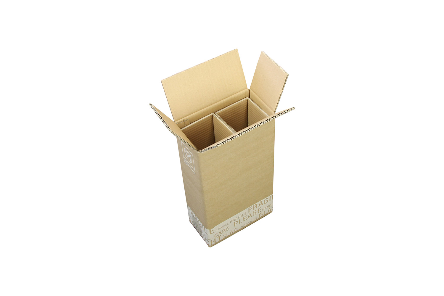PTZ-Flaschenkarton 2er, braun, postgeprüft | 205 x 105 x 400 mm (L x B x H) Innenmaß | VE = 20 Stk.