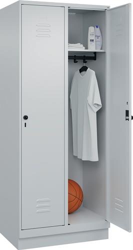 Garderobenschrank m.Sockel H1950xB800xT500mm lichtgrau 2Abt.C+P || VE = 1 ST