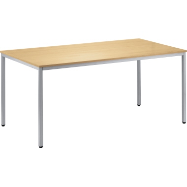 Konferenztisch 1.400x800mm Gestell alusilber Platte buche