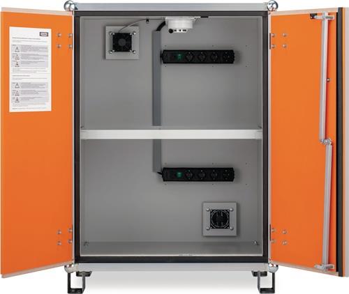 Sicherh.-Schrank H1110xB890xT660mm grau/orange m.Füßen Ladeschrank CEMO || VE = 1 ST