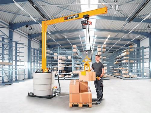Schwenkkran Ber.360Grad Trgf.320kg A.3000mm m.E-Zug u.Rollfahrwerk Hubh.2020mm || VE = 1 ST