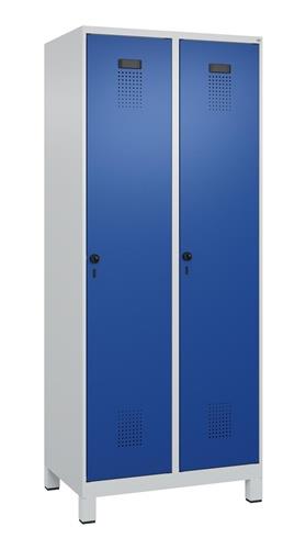 Garderobenschrank Evolo PLUS Füße 800mm lichtgrau/enzianblau 2 Abt.C+P || VE = 1 ST