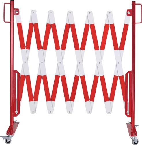 Scherengitter L4000xH1000mm m.Rollenfüßen rot/weiß || VE = 1 ST