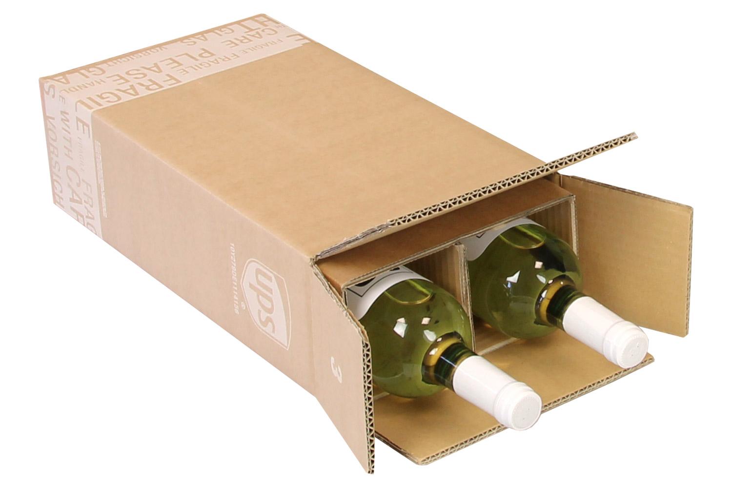 PTZ-Flaschenkarton 2er, braun, postgeprüft | 205 x 105 x 400 mm (L x B x H) Innenmaß | VE = 20 Stk.