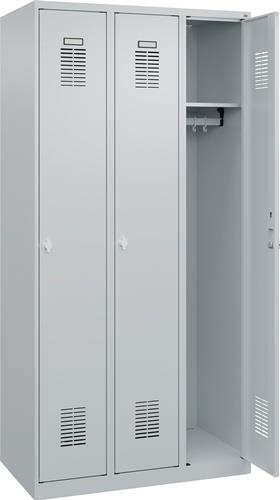 Garderobenschrank Ser.Basis-PLUS H1850xB900xT500mm lichtgrau 3 Abt.C+P || VE = 1 ST