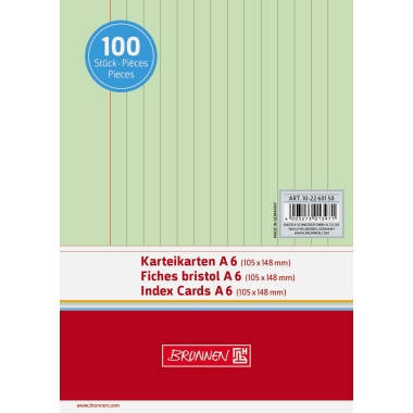 BRUNNEN Karteikarte 102260150 DIN A6 liniert gn 100 St./Pack.