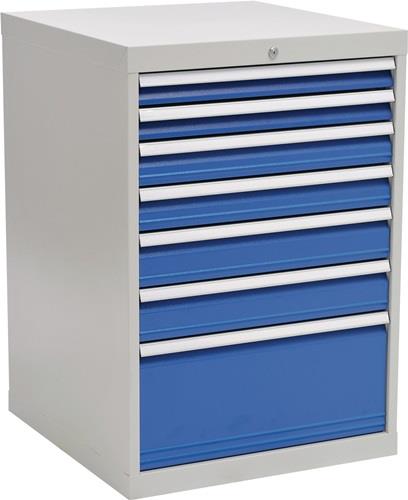 Schubladenschrank H1019xB705xT736mm grau/blau 2x75,2x100,2x125,1x300mm Schubl. || VE = 1 ST