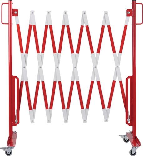Scherengitter L3600xH1000mm m.Rollenfüßen rot/weiß || VE = 1 ST