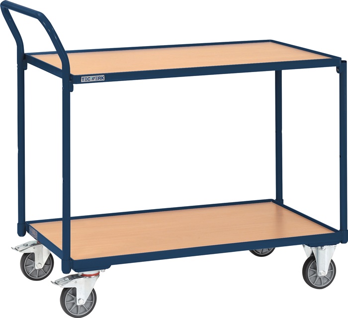 Tischwagen 2 Ladeflächen L1000xB600mm saphirblau Trgf.300kg Bügel senkr.TECWERK