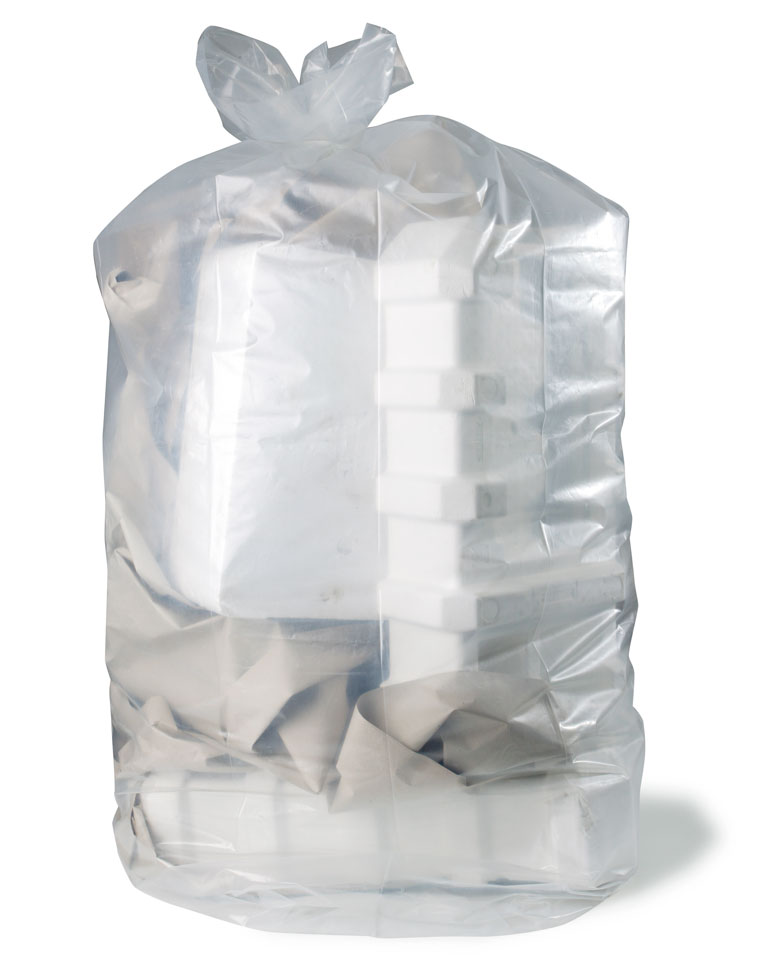Premium-Abfallsack XXL, 2500 Liter, transparent, 100 µ | 1240 + 840 x 2500 mm (Offene Seite + Seitenfalte x L) | VE = 20 Stk.