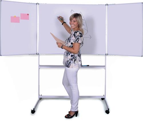 Multi-Flächentafel B2000xH1200mm Emaille weiß magn.m.5 Tafelflächen fahrbar || VE = 1 ST