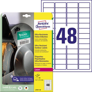 Avery Zweckform Folienetikett L7911-10 45,7x21,2mm 480 St./Pack.