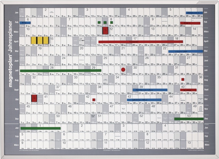 Jahresplaner f.Trägertafel B835xH590mm Jahresplanerfolie 2026 MAGNETOPLAN