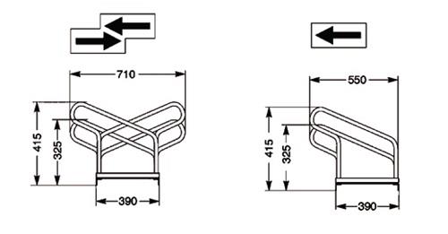 Fahrradbügelparker 2-s.90Grad verz.Anz.Radstände 12 z.Schr.zerlegt || VE = 1 ST