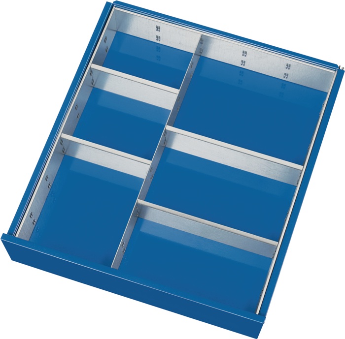 Schubladenunterteilungsmaterial Front-H.ab 180mm 1 Trenn- u.4 Steckw.TECWERK