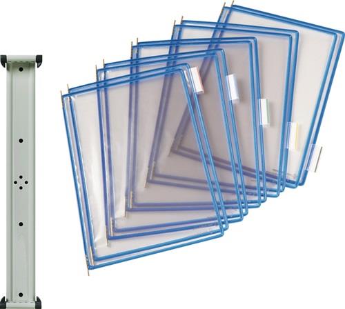 Wandhalter 10 Sichttafeln blau m.Drahtrahmen,ku.-ummantelt f.DIN A4 || VE = 1 ST
