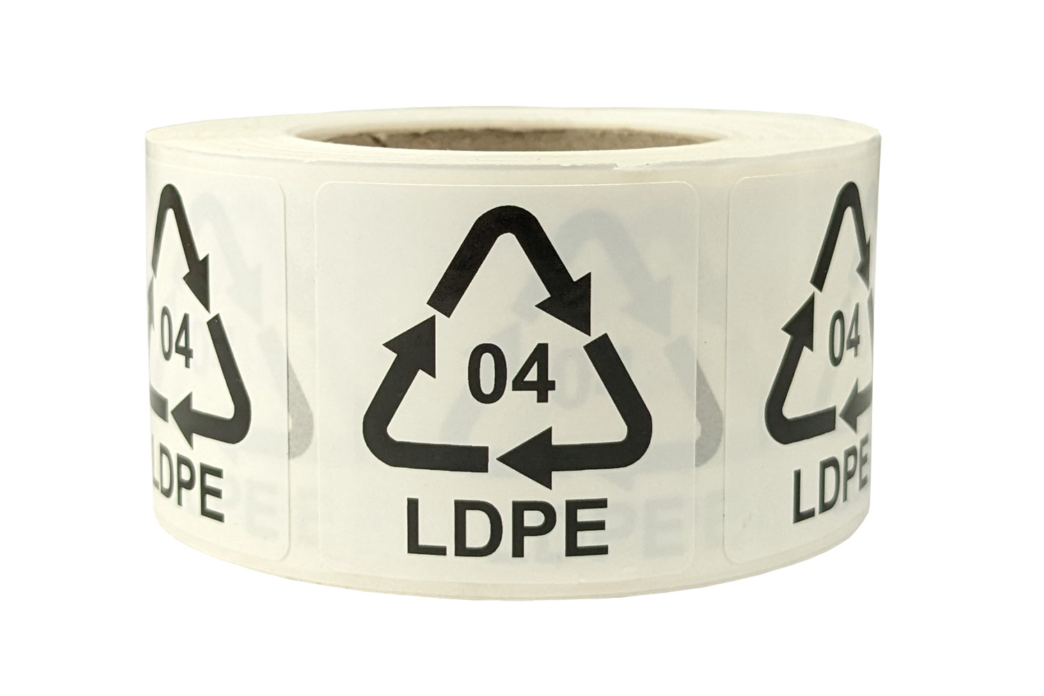 Umwelt-Etiketten für Italien, selbstklebend | 35 x 35 mm, Aufdruck: 04 LDPE | VE = 2 Stk.