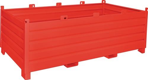 Sammelbehälter 2,0 m³ L1200xB2400xH850mm lack.feuerrrot Einfahrtaschen/Kranösen || VE = 1 ST