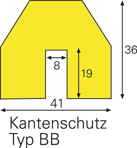 Kantenschutz gelb-schwarz auf Zuschnitt PUR-Schaum Typ BB || VE = 1 MT