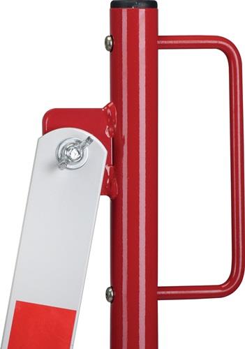 Sperrpfosten L4000xH1000mm m.Scherengitter z.Aufschr.rot/weiß 71x70mm || VE = 1 ST