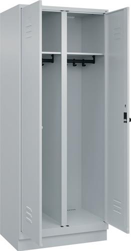 Garderobenschrank m.Sockel H1950xB800xT500mm lichtgrau 2 Abt.C+P || VE = 1 ST
