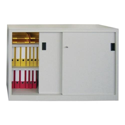 Schiebetürenschrank H1000xB1500xT600mm lichtgrau 4Fbd.m.Trennw.Vollblechtüren || VE = 1 ST