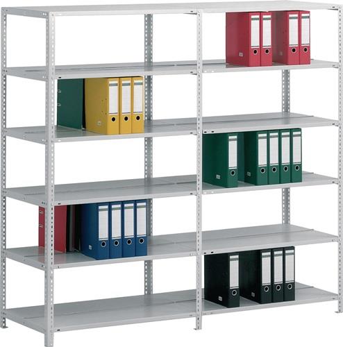 Schraubregal Büro H2900xB750xT600mm Anbauregal zweiseitig pulverbesch. lichtgrau || VE = 1 ST