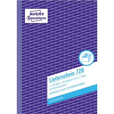 Avery Zweckform Lieferschein 726 DIN A5 2x50Blatt