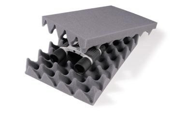 Noppenschaum-Zuschnitte, grau, Stärke 40 mm, DIN A3 | 420 x 297 x 40 mm (L x B x H) | VE = 120 Stk.