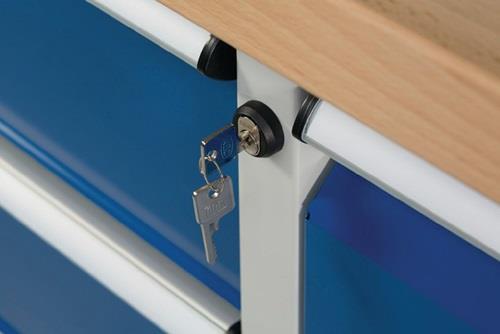 Werkbank V B1500xT700xH890mm Universalplatte lichtgrau enzianblau 3 Schubl.ANKE || VE = 1 ST