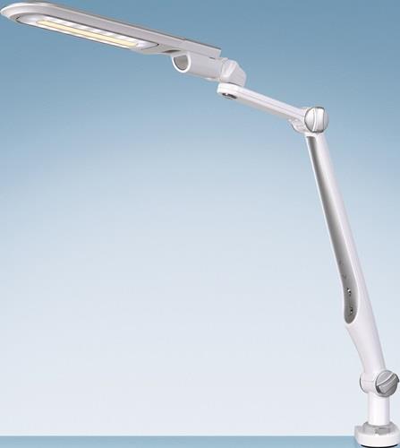 Schreibtischleuchte LED Multifl.ABS,Eisen,PS weiß/silber H600mm Standfuß+Klemme || VE = 1 ST