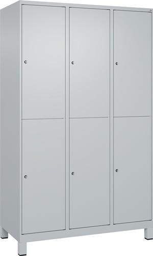 Garderobenschrank m.Füßen H1950xB1200xT500mm lichtgrau 3x2 Abt.C+P || VE = 1 ST