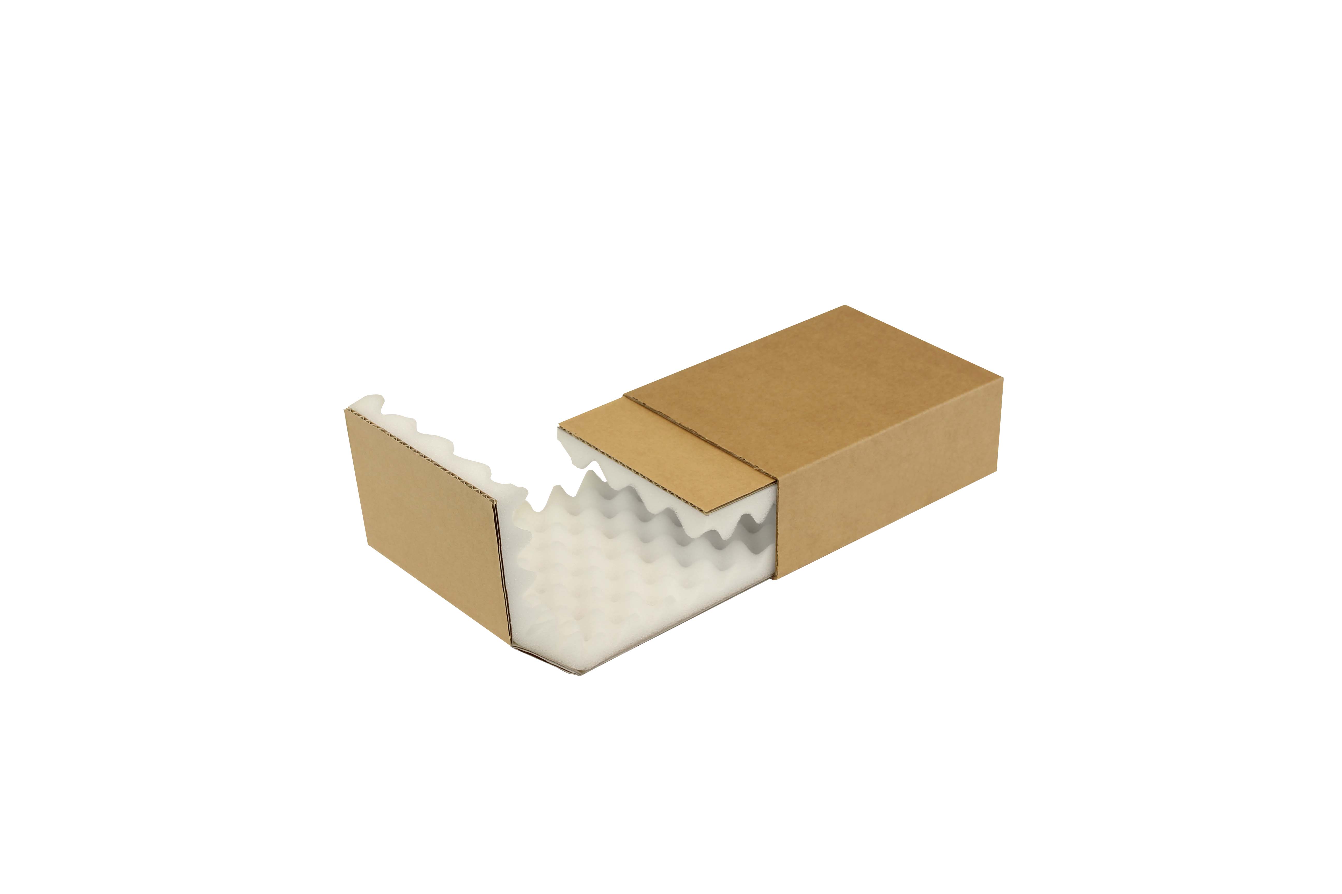 Noppenschaumverpackung, braun, Schaumhöhe 25 mm | 200 x 142 x 63 mm (L x B x H) Innenmaß | VE = 150 Stk.