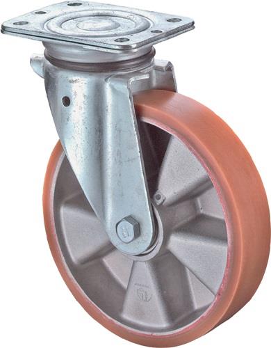 Lenkrolle D.80mm Trgf.120kg m.Platte Guß-PUR BS ROLLEN || VE = 1 ST