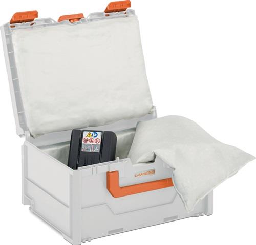 Akku-Systembrandschutzboxen Li-SAFE 2-S L300xB400xH215mm 2 Griffe grau/orange || VE = 1 ST