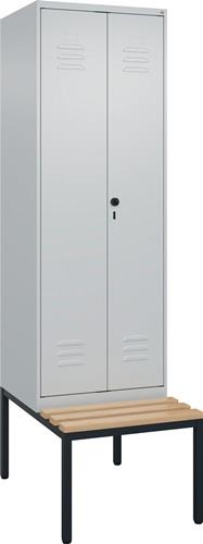 Garderobenschrank m.untergebauter Sitzbank H2120xB600xT815mm lichtgrau 2 Abt.C+P || VE = 1 ST