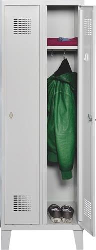 Garderobenschrank m.Füßen H1850xB600xT500mm lichtgrau/ lichtgrau 2 Abt.ORGAMI || VE = 1 ST
