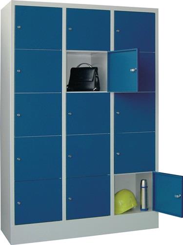 Fächerschrank H1850xB1500xT500mm Anz.Fächer 5x5 RAL 7035 RAL 5010 PAVOY || VE = 1 ST