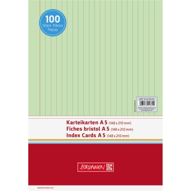 BRUNNEN Karteikarte 102250150 DIN A5 liniert gn 100 St./Pack.