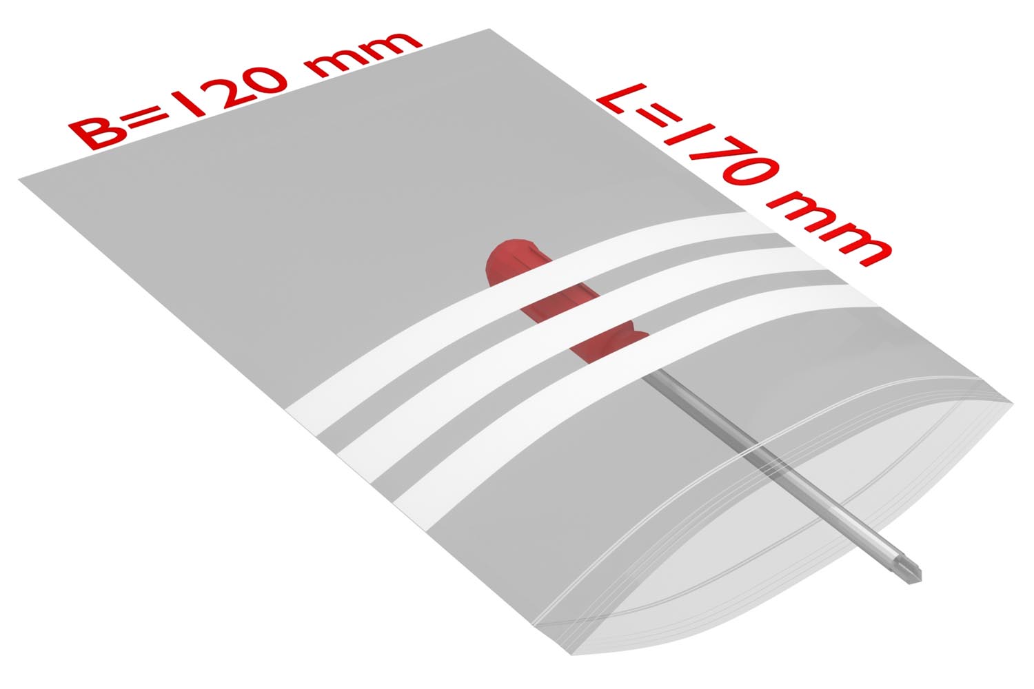 PE-Druckverschlussbeutel mit Beschriftungsfeld, transparent, 50 µ | 120 x 170 mm (Offene Seite x L) | VE = 1000 Stk.
