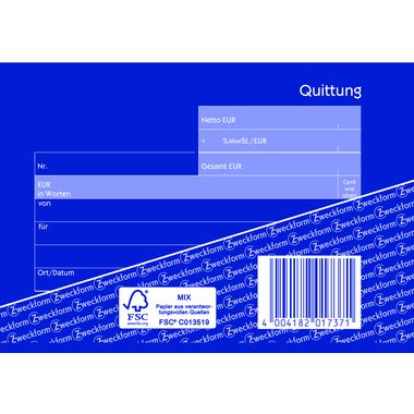 Avery Zweckform Quittung 1737 DI A6 mit MwSt SD 3x40Blatt