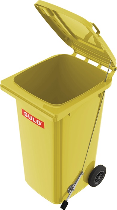 Müllgroßbehälter 240l HDPE gelb fahrbar,m.Fußpedal SULO