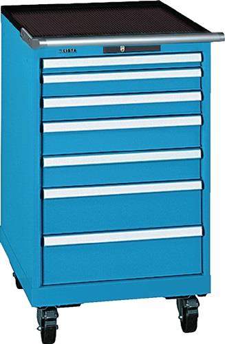 Schubladenschrank H990xB564xT725mm blau/blau 7 Schubl.Vollauszug,CodeLock LISTA || VE = 1 ST