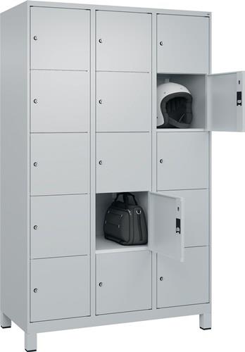 Fächerschrank Classic PLUS H1950xB1200xT500mm m.Füßen Anz.Fächer 3x5 lichtgrau || VE = 1 ST