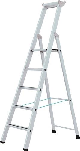 Stufenstehleiter 8 Stufen Alu.elox.Gesamt-H.2990mm Stufen m.Kunststoffeinlage || VE = 1 ST