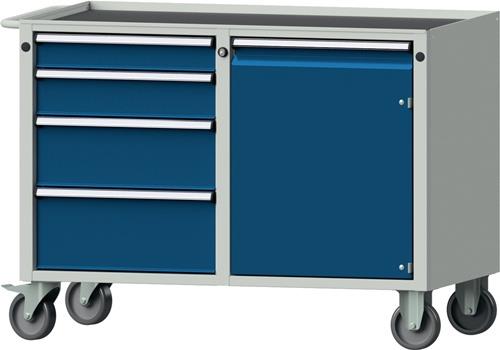 Werkstattwagen H810xB1090xT620mm grau/enzianblau 1x90/120/180/210, 1Tür 600mm || VE = 1 ST