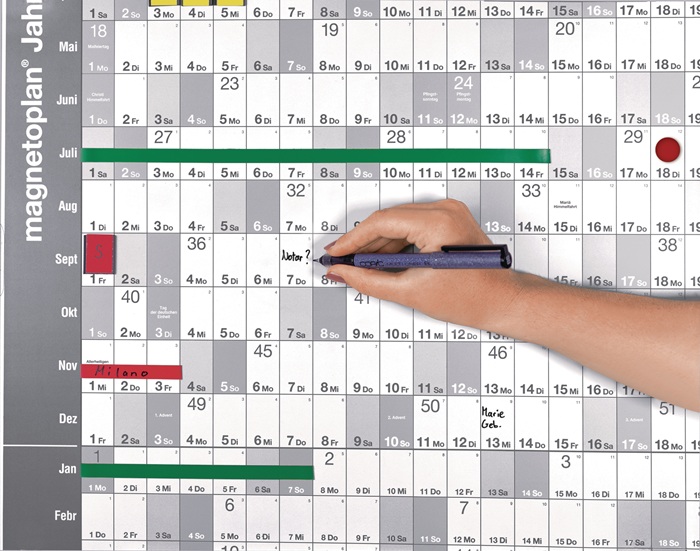 Jahresplaner f.Trägertafel B835xH590mm Jahresplanerfolie 2026 MAGNETOPLAN