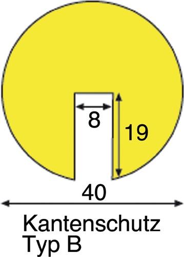 Kantenschutz gelb-schwarz auf Zuschnitt PUR-Schaum Typ B || VE = 1 MT