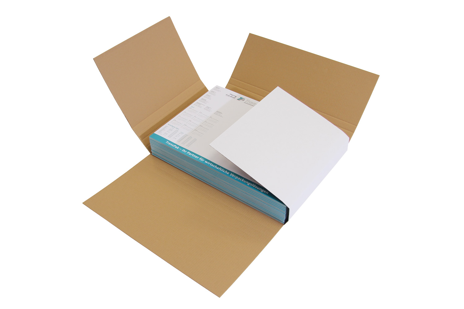 Wellpapp-Kreuzverpackung, weiß, höhenvariabel, DIN A2 | 600 x 425 x 30–120 mm (L x B x H) Innenmaß | VE = 25 Stk.
